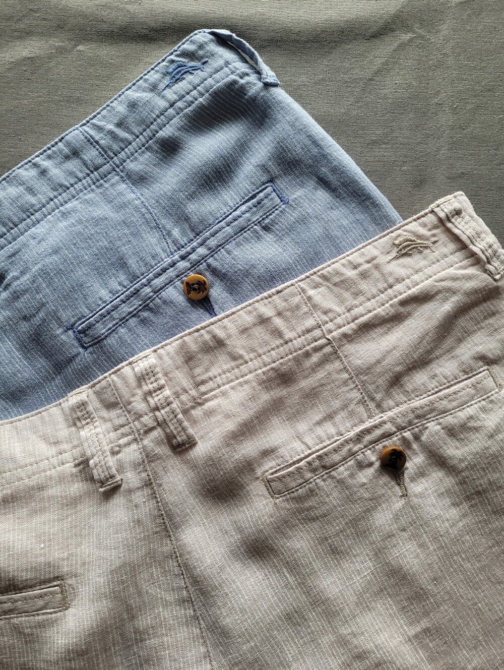 Lot of 2 Tommy Bahama Men's 100% Linen Shorts Size 35 Striped 9" Inseam